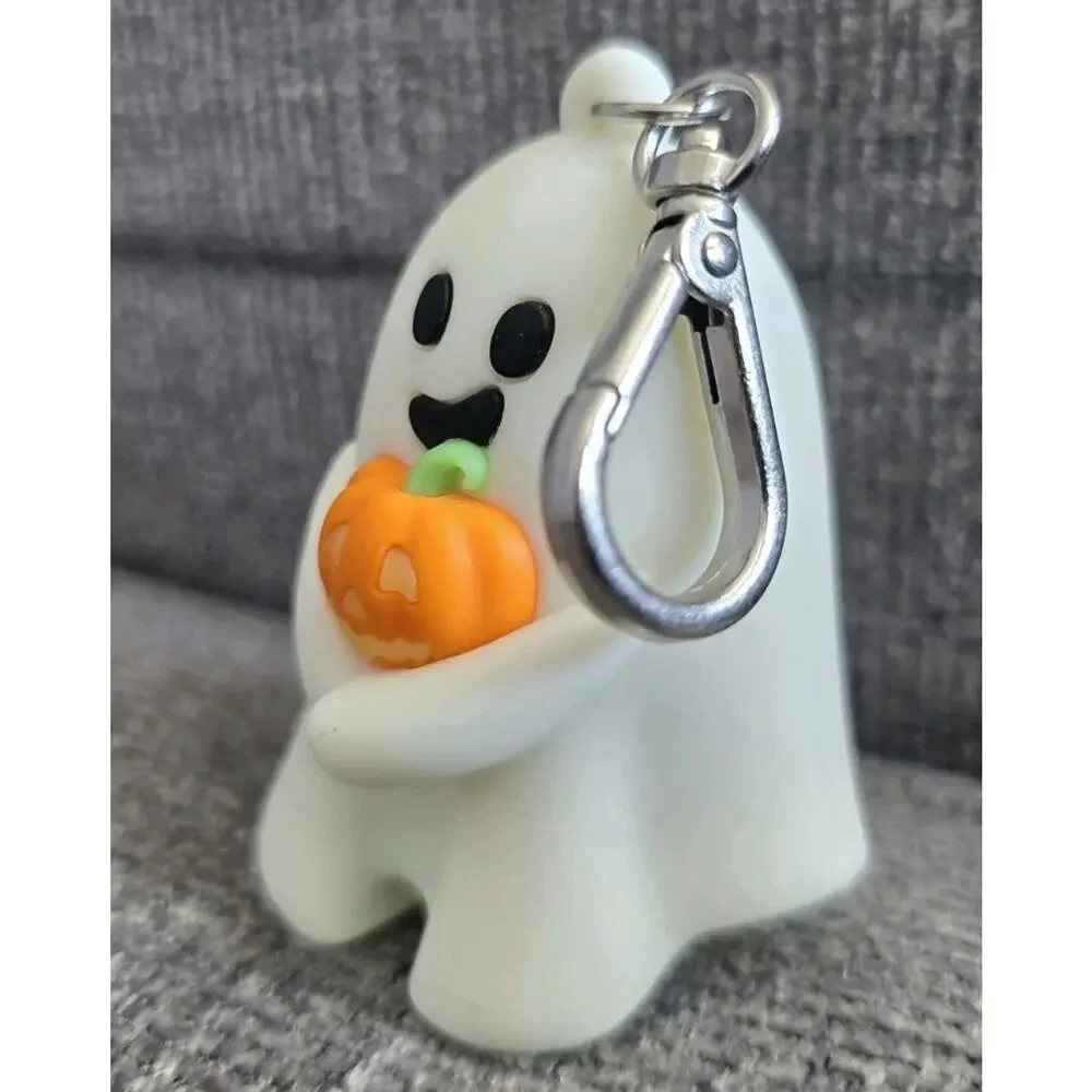 BBW Glow in the Dark, Light Up Ghost w/Pumpkin PocketBac Halloween Keychain